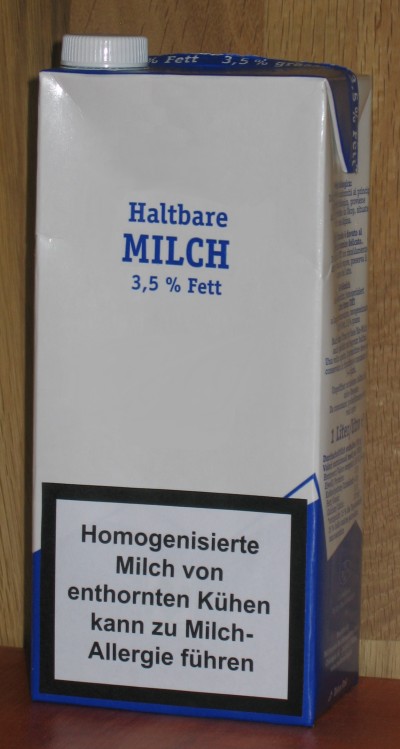 H-Milch mit Warnung