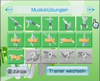 Wii-Fit Muskel-Übungen Menü